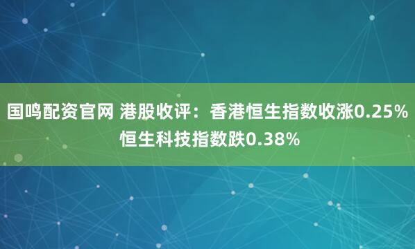 国鸣配资官网 港股收评：香港恒生指数收涨0.25% 恒生科技指数跌0.38%