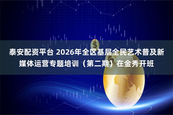 泰安配资平台 2026年全区基层全民艺术普及新媒体运营专题培训（第二期）在金秀开班